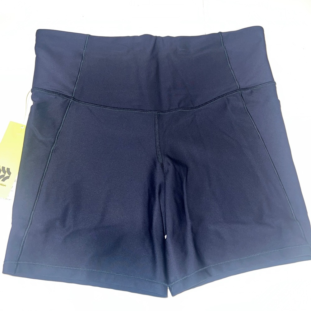 All in Motion Bike Shorts Women L Navy Blue Effortless Support High Rise Pocket